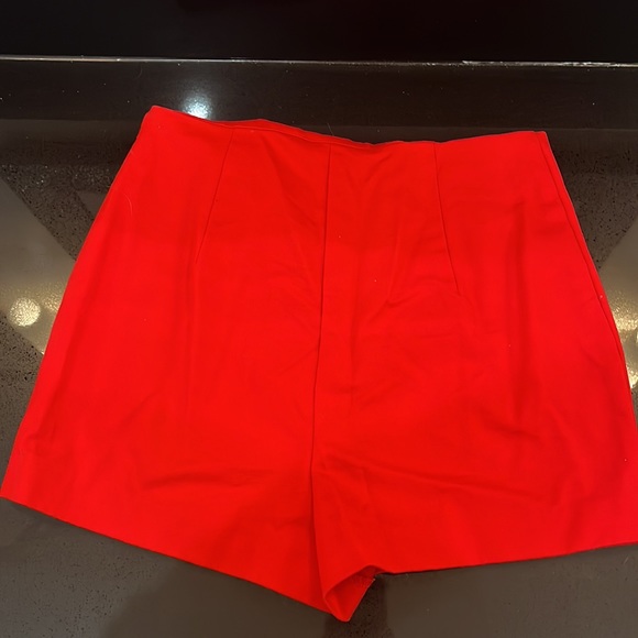 High Rise Red Shorts - Picture 3 of 5